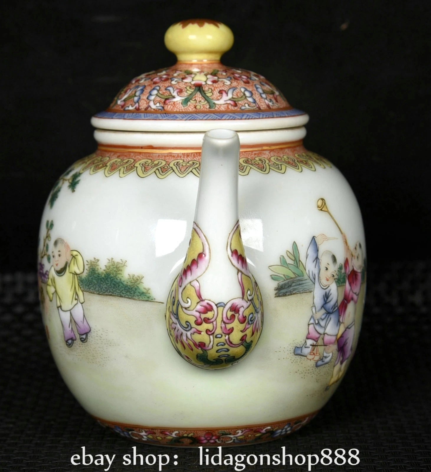 6.2" Qianlong Marked Enamel Porcelain Gilt Human Child Pattern Wine Teapot | eBay