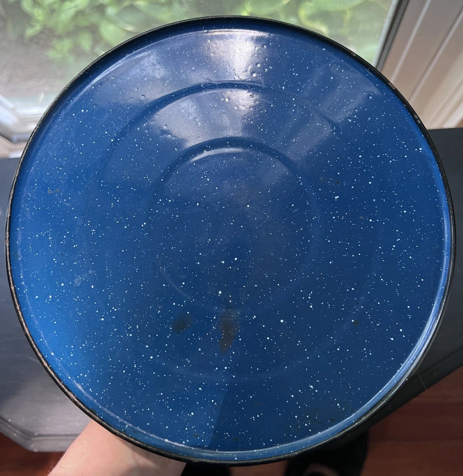 VTG Blue Enamel Teapot Kettle White Speckles Camping Outdoor Handle 8.25" Patina | eBay