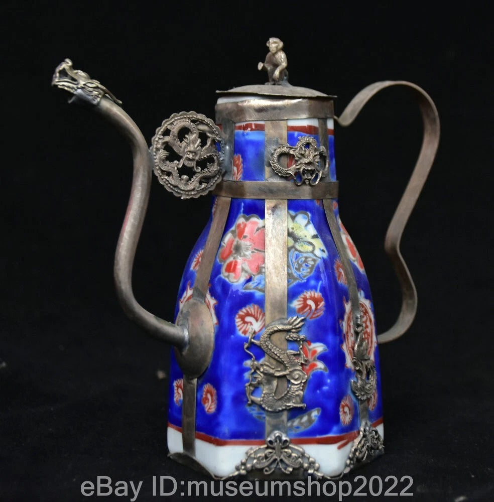 5.8 " Old Chinese Copper Enamel Porcelain Dynasty Portable Kettle Teapot Statue | eBay