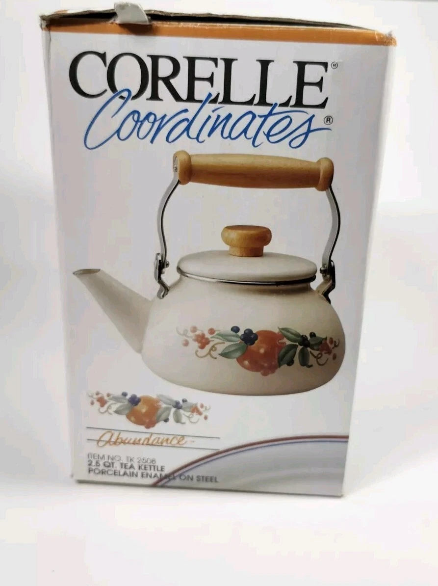 Corning Coordinates By Lincoware Porcelain Enamel Steel Teapot Vintage Decorated
