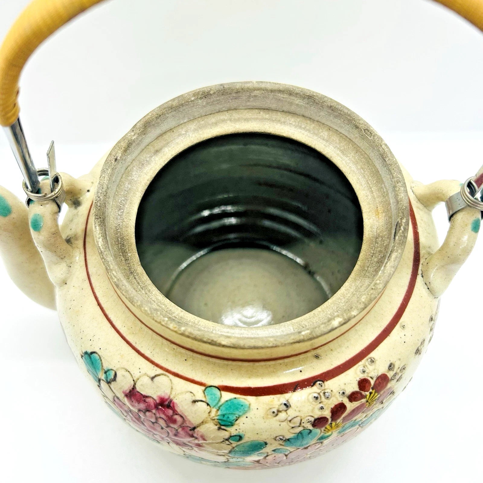 Antique Japanese Yellow Ware Ceramic Famille Rose Raised Enamel Teapot | eBay