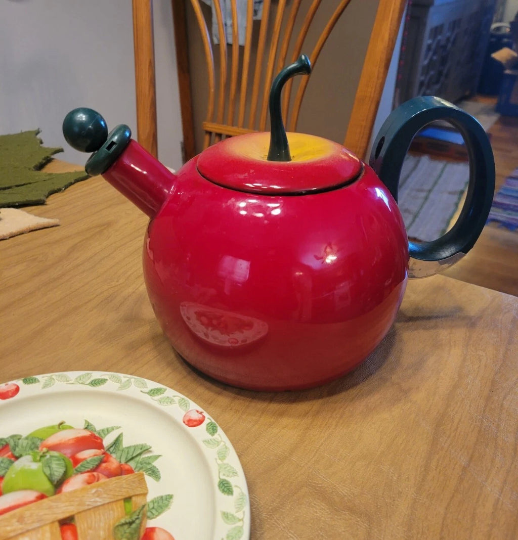 Vintage COPCO Enamel Metal Red Apple Teapot Kettle | eBay