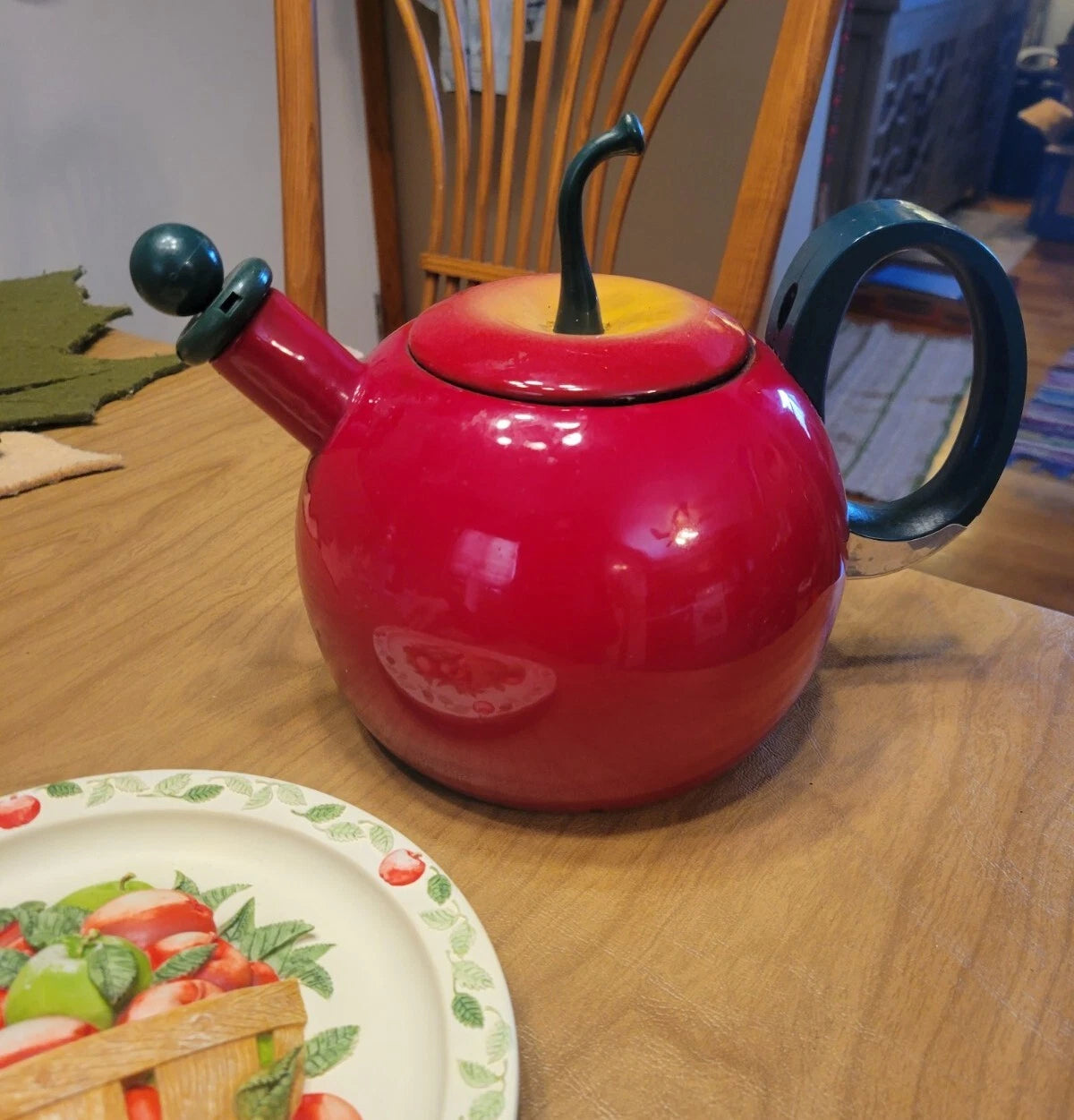 Vintage COPCO Enamel Metal Red Apple Teapot Kettle | eBay