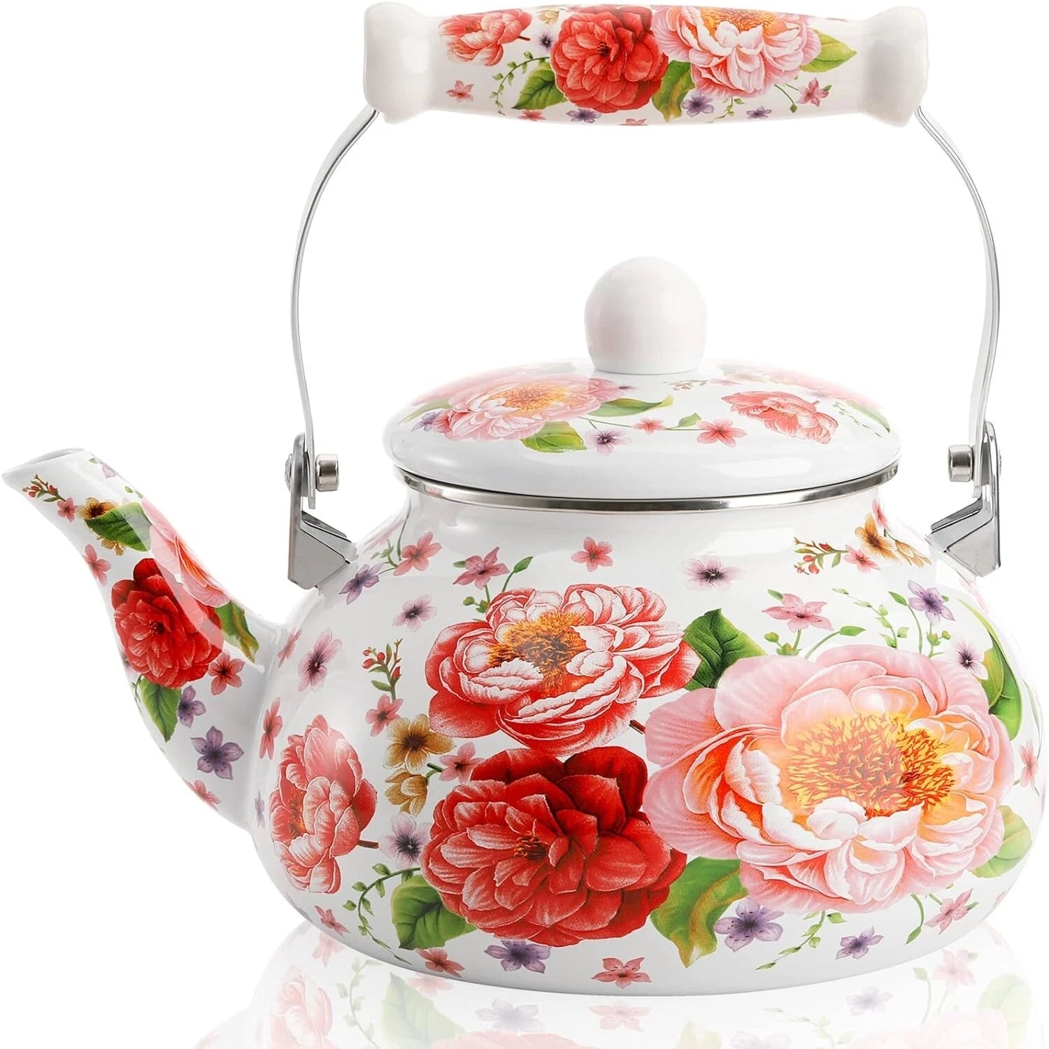 Colorful Enamel Tea Kettle - 2.6 Quart Vintage Teapot with Ceramic Cool Handle | eBay