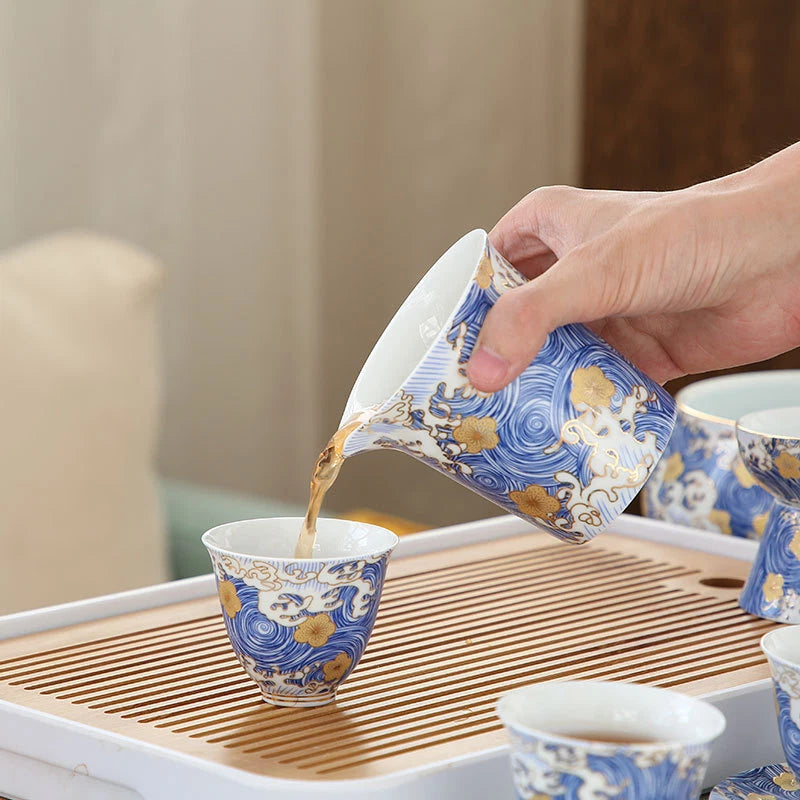 Complete Tea Set Porcelain Tea Pot Color Enamel Craft Tea Cup Mat Saucer Gaiwan