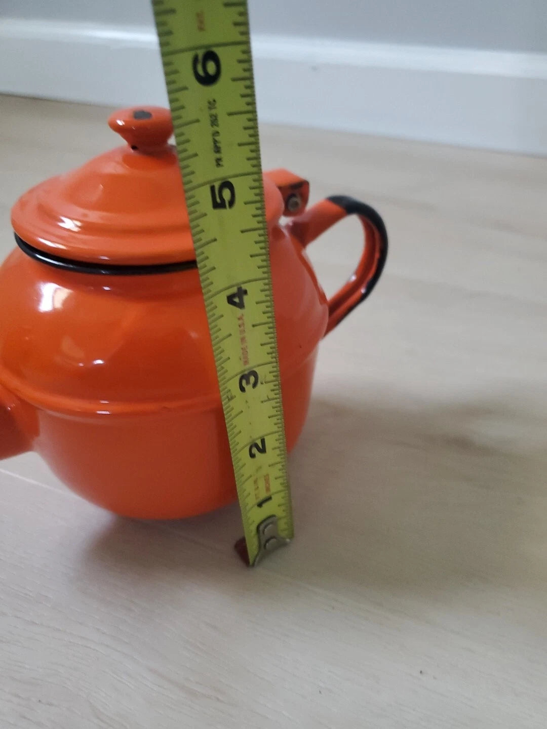 Vintage Orange Black Enamel Ware Small Tea Pot Kettle Knobler Poland | eBay