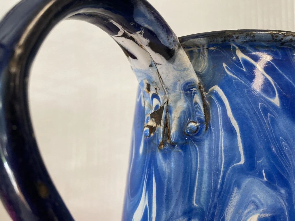 Vintage Graniteware Enamel Gooseneck Farmhouse Coffee Tea Pot Kettle blue swirl | eBay