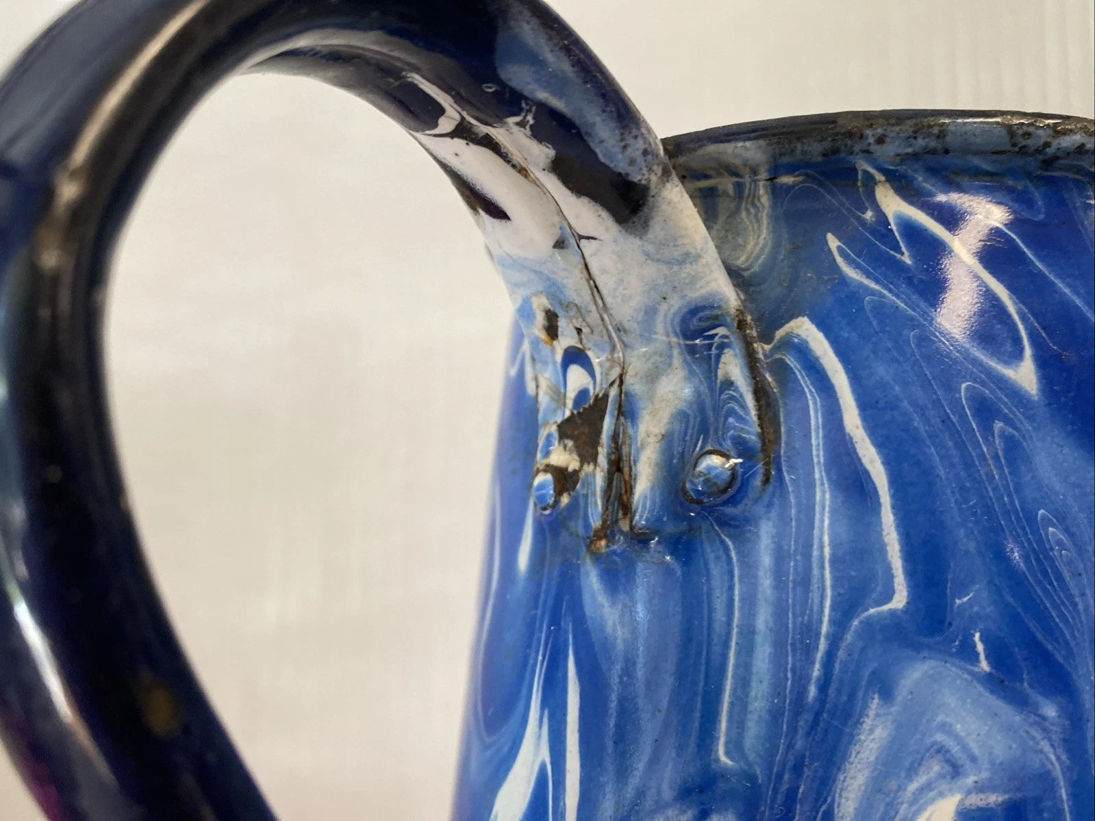 Vintage Graniteware Enamel Gooseneck Farmhouse Coffee Tea Pot Kettle blue swirl | eBay