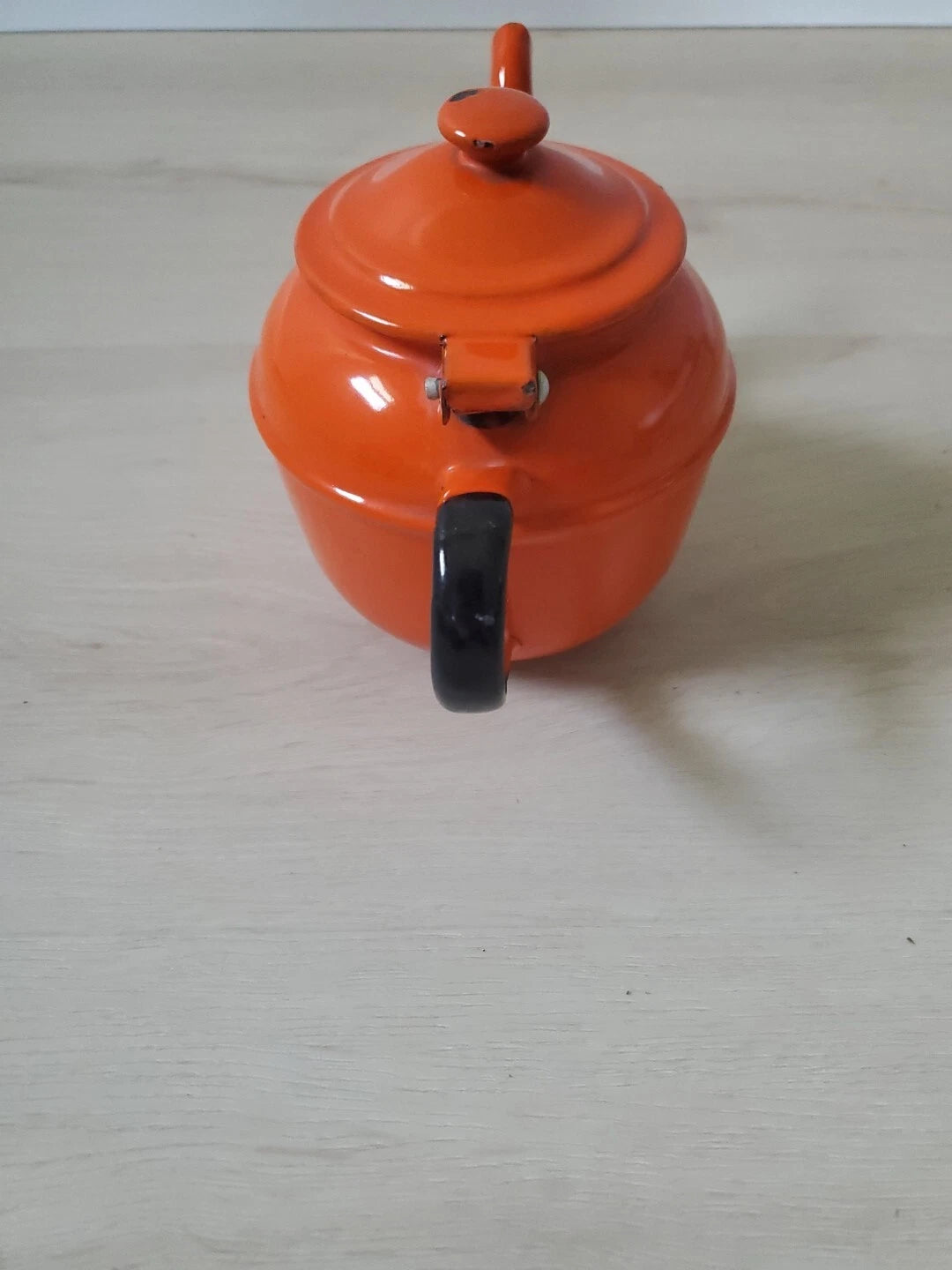 Vintage Orange Black Enamel Ware Small Tea Pot Kettle Knobler Poland | eBay