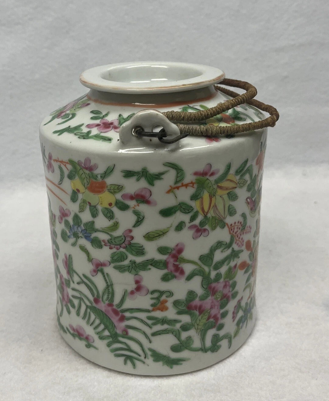 Antique Chinese Famille Rose Porcelain Teapot And Lid Enamel Hand Painted China