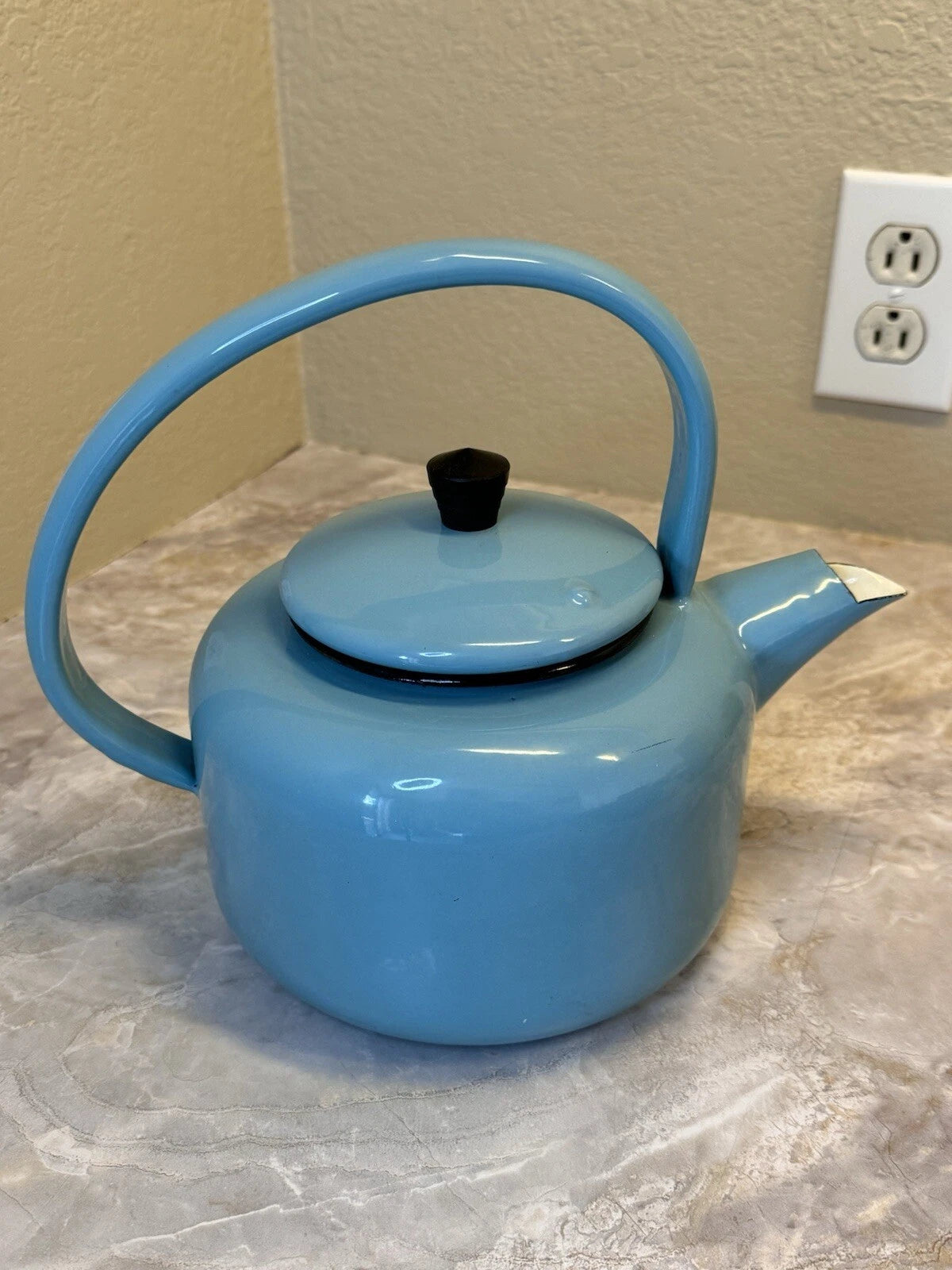 Aubecq Vintage Blue Enamel Teapot made in France | eBay