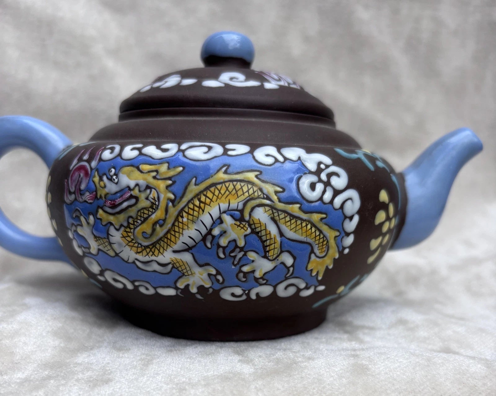 Old Chinese 19th C Enamelled Dragon Yixing Teapot with Seal Mark | eBay