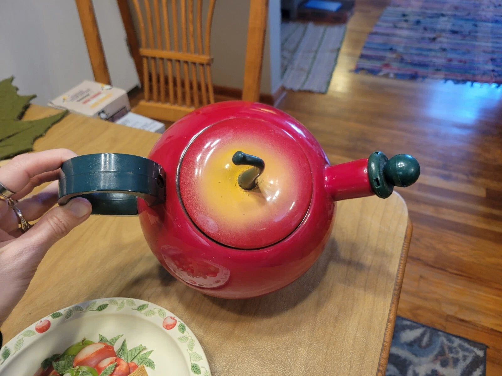 Vintage COPCO Enamel Metal Red Apple Teapot Kettle | eBay