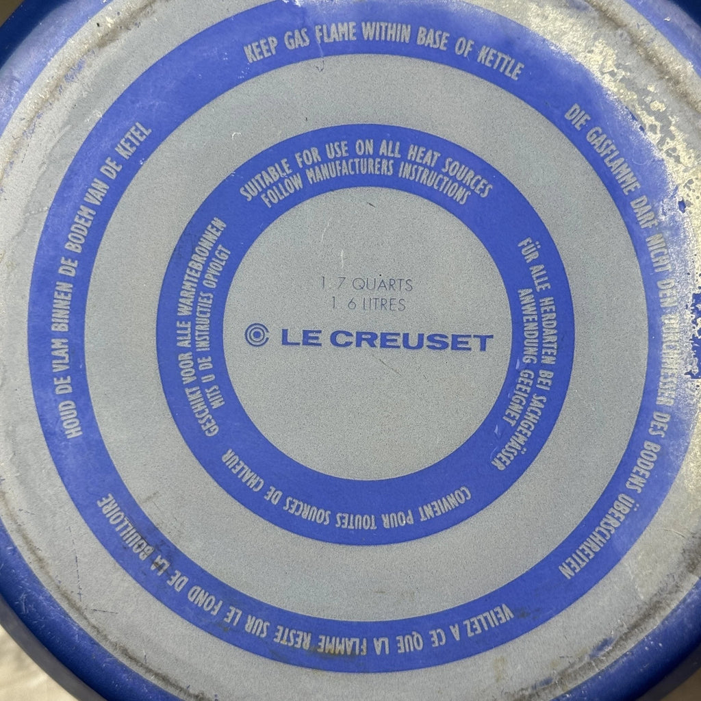 Vintage Le Creuset Whistling Tea Kettle Teapot Enamel Blue 1.7 Qt (1.6L)