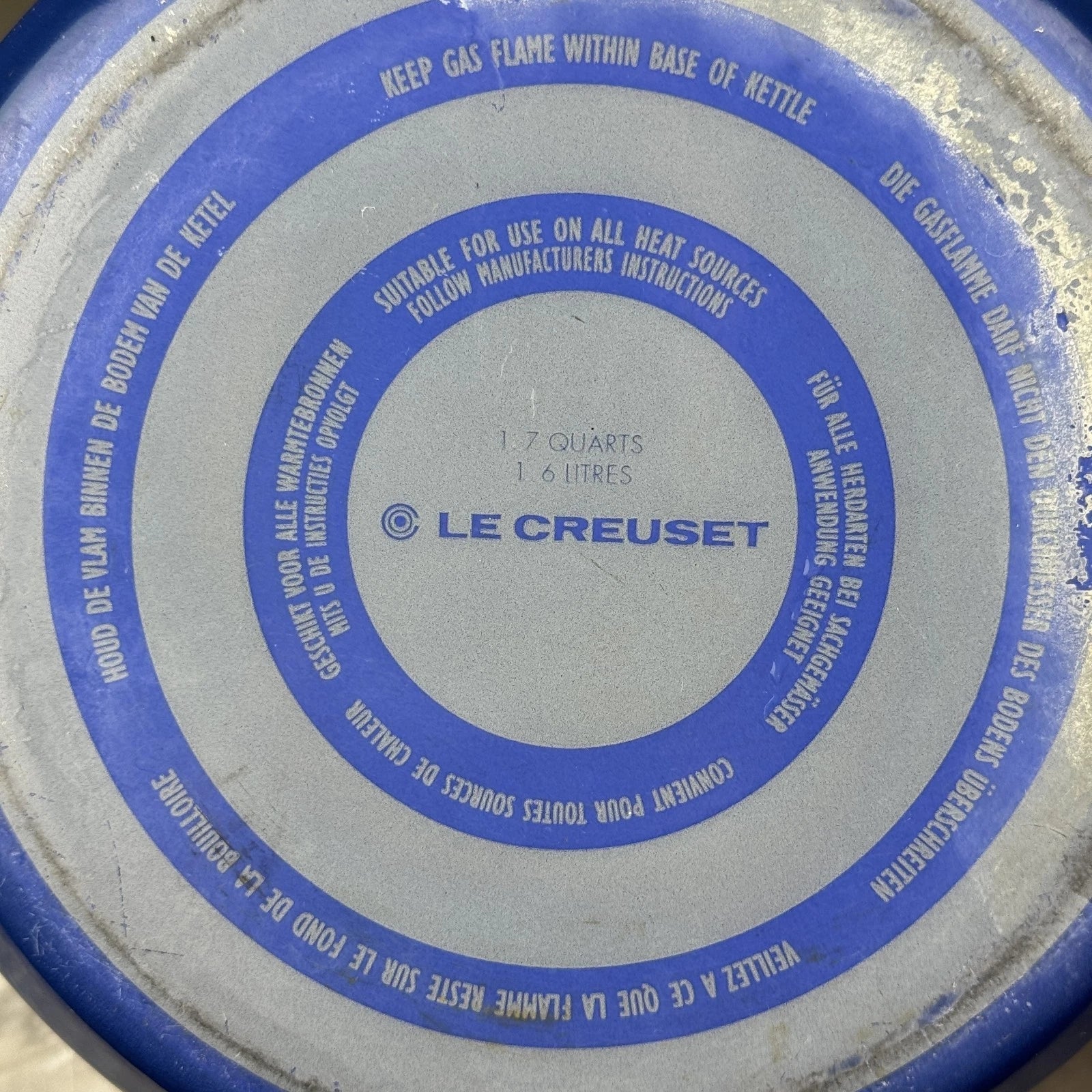 Vintage Le Creuset Whistling Tea Kettle Teapot Enamel Blue 1.7 Qt (1.6L)