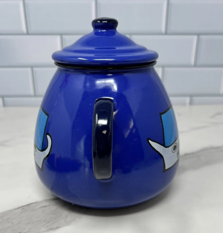 Smaltum Enamelware Teapot Kettle Dog Blue