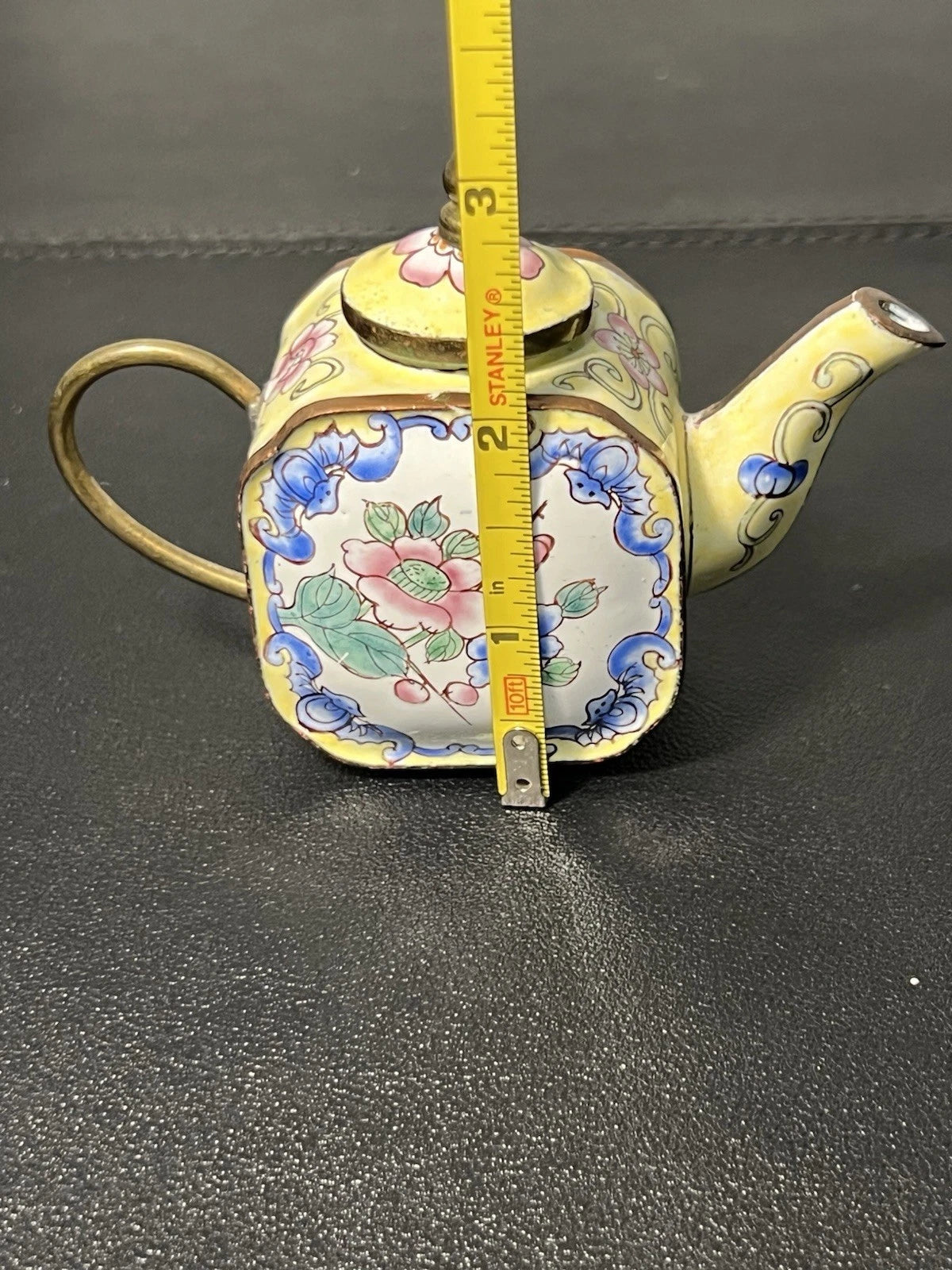 Chinemel 1990s B. Yee Miniature Teapot Copper & Painted Flowers, 3.75x3" | eBay