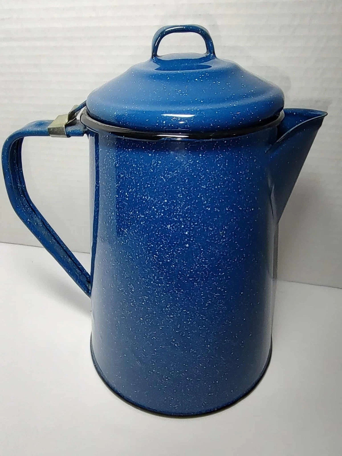 Vintage Enamel Stove Top Coffee Tea Pot Blue Speckled Camping Farmhouse | eBay