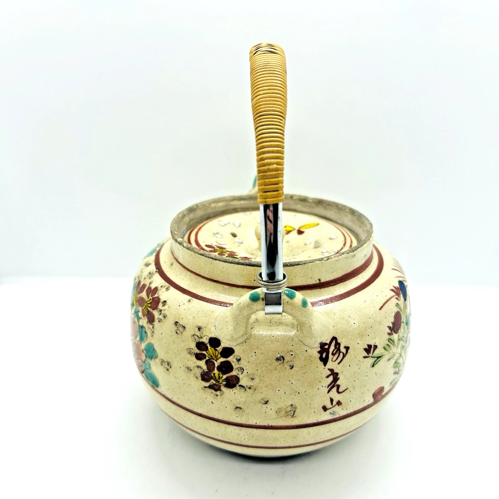 Antique Japanese Yellow Ware Ceramic Famille Rose Raised Enamel Teapot | eBay