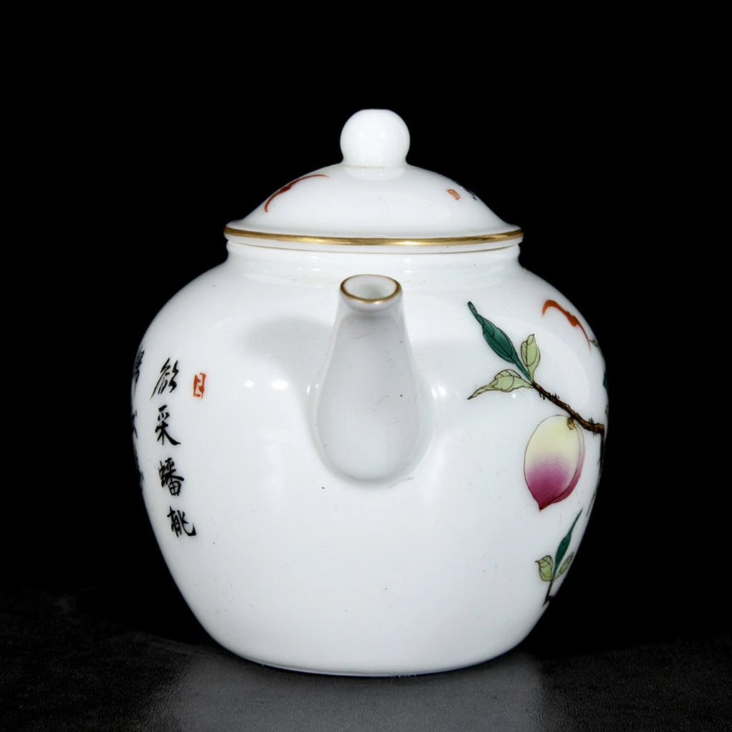Chinese Enamel  Colour Porcelain HandPainted Peach pattern Teapot 73102
