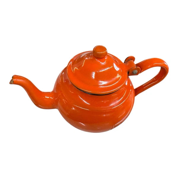 Fancy and Petite Orange with Black Rim Enamel Teapot/ Kettle