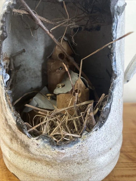 Decorative Enamelware Teapot Handmade Bird House