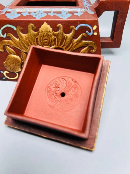 Chinese Yixing Zisha Clay Handmade Exquisite Enamel Colour Bat Teapots 7909