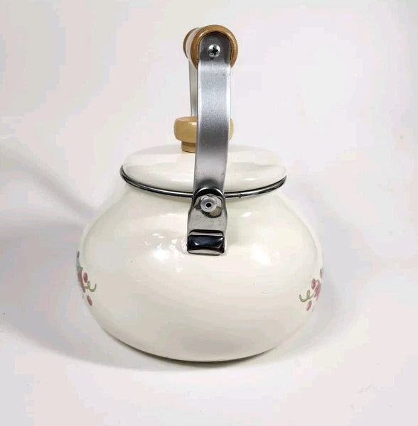 Corning Coordinates By Lincoware Porcelain Enamel Steel Teapot Vintage Decorated