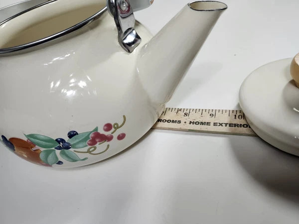 Corning Coordinates By Lincoware Porcelain Enamel Steel Teapot Vintage Decorated