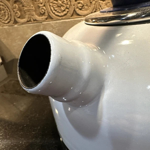 Vintage HB Quimper Enamel Tea Kettle White Excellent condition