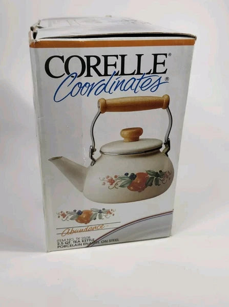 Corning Coordinates By Lincoware Porcelain Enamel Steel Teapot Vintage Decorated