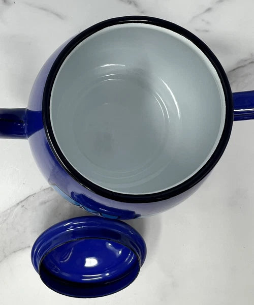 Smaltum Enamelware Teapot Kettle Dog Blue