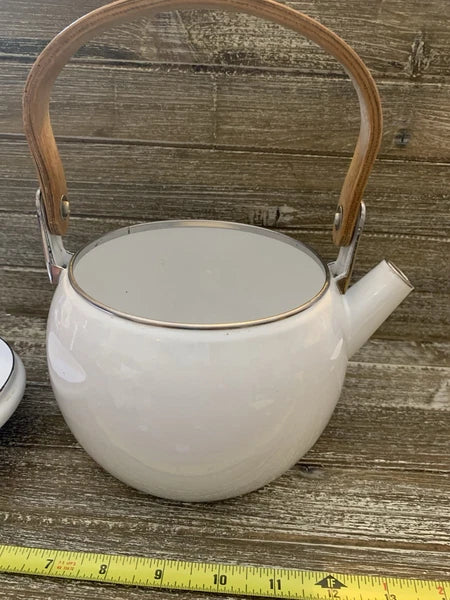 Cow Tea Pot Metal Painted Enamel Vintage
