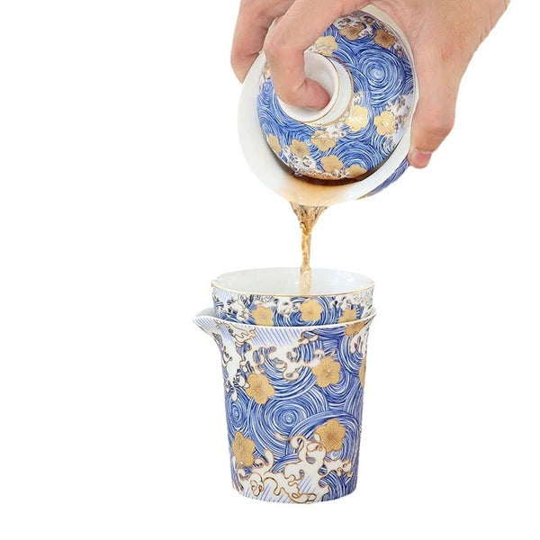 Complete Tea Set Porcelain Tea Pot Color Enamel Craft Tea Cup Mat Saucer Gaiwan