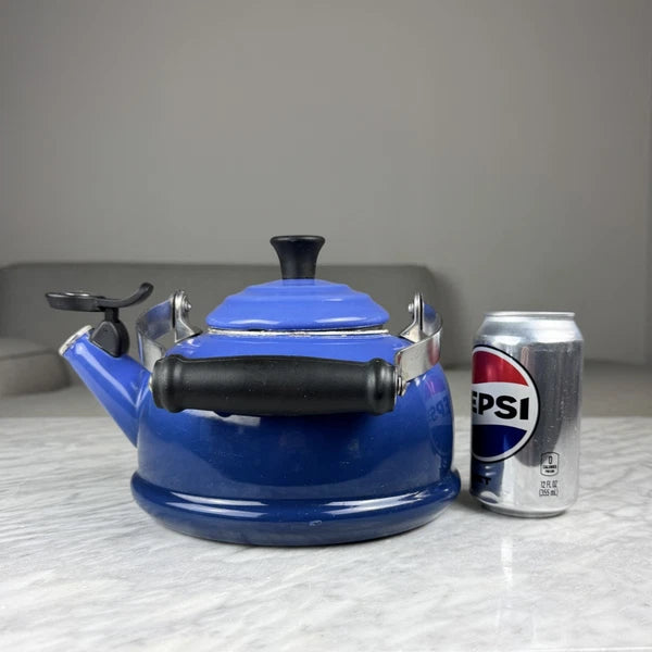 Vintage Le Creuset Whistling Tea Kettle Teapot Enamel Blue 1.7 Qt (1.6L)