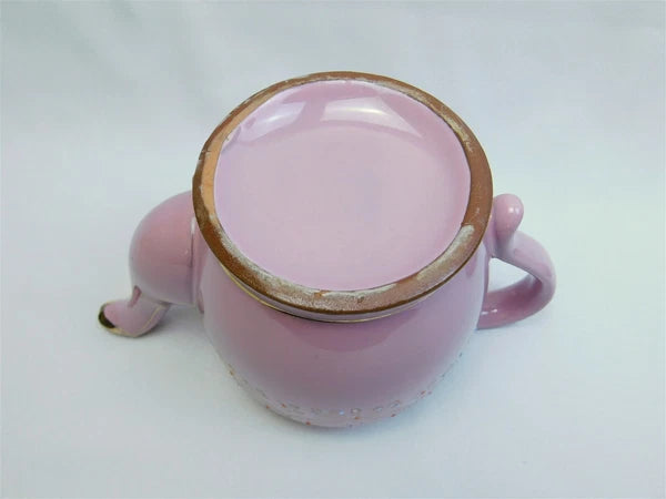 Vtg Pink Gold Glazed REDWARE Teapot Butterfly Enamel Moriage Hand Painted 7"