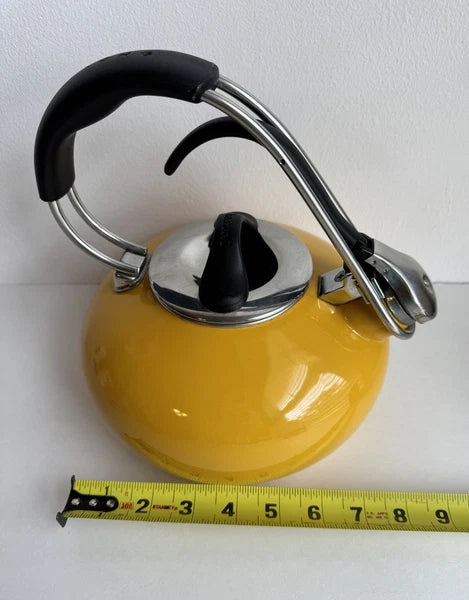 Chantal Livestrong Yellow Enamel Whistling Tea Hot Water Kettle Pot Used