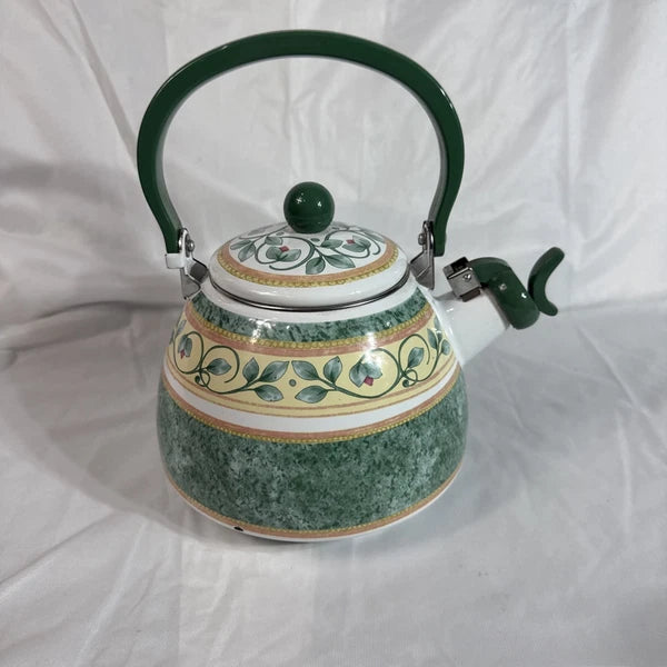 Pfaltzgraff French Quarter Tea Kettle Teapot Enamel on Steel Green