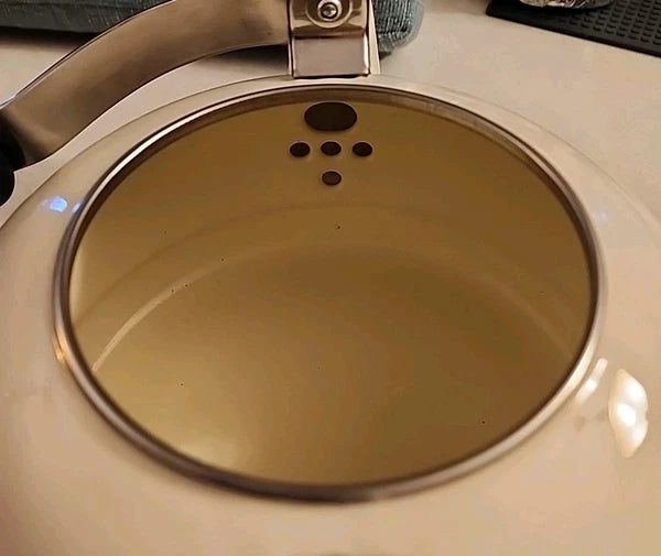 Vintage LeCreuset Enamel Floral Tea Kettle with Whistling Spout