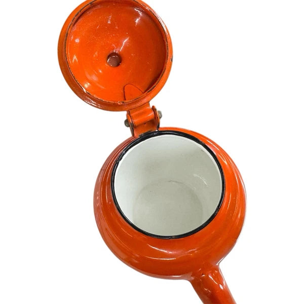 Fancy and Petite Orange with Black Rim Enamel Teapot/ Kettle