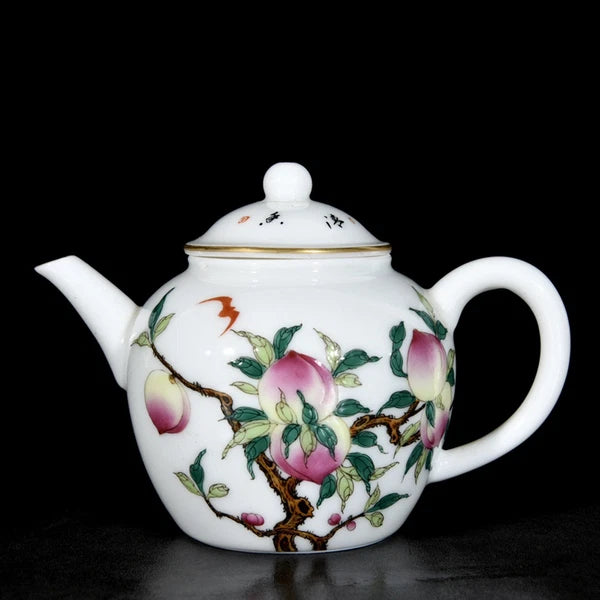 Chinese Enamel  Colour Porcelain HandPainted Peach pattern Teapot 73102