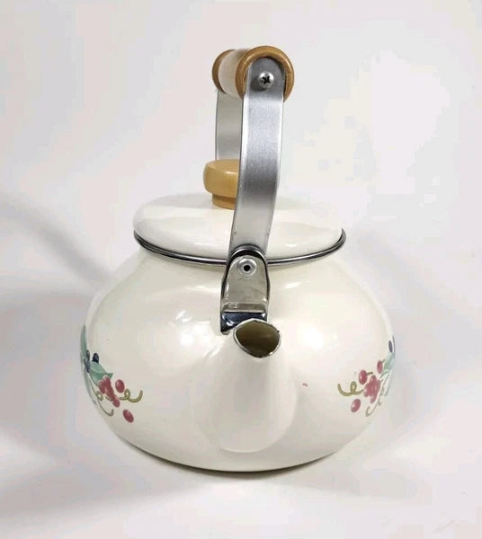 Corning Coordinates By Lincoware Porcelain Enamel Steel Teapot Vintage Decorated